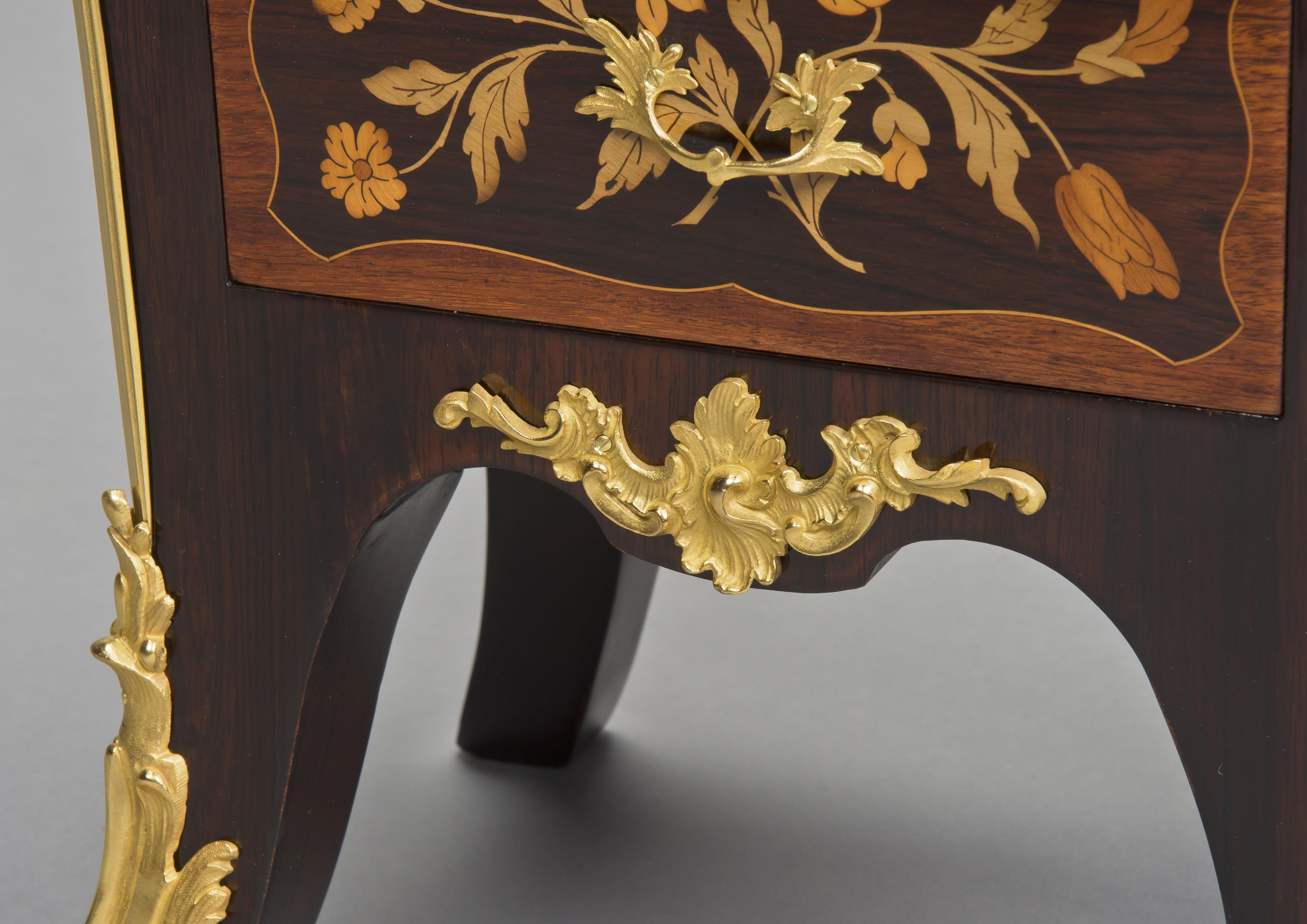 Louis XV Style Marquetry Inlaid Secretaire Pedestal by Maison Millet, circa 1880 2