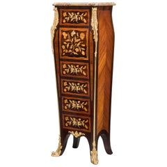 Louis XV Style Marquetry Inlaid Secretaire Pedestal by Maison Millet, circa 1880