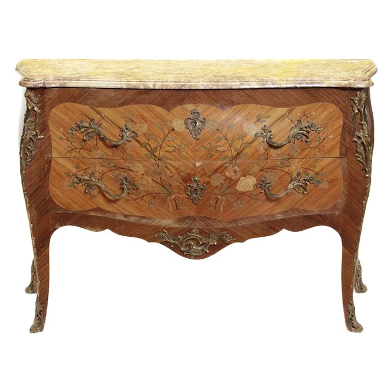 Louis XV Style Marquetry Kingwood Commode, 19 Century
