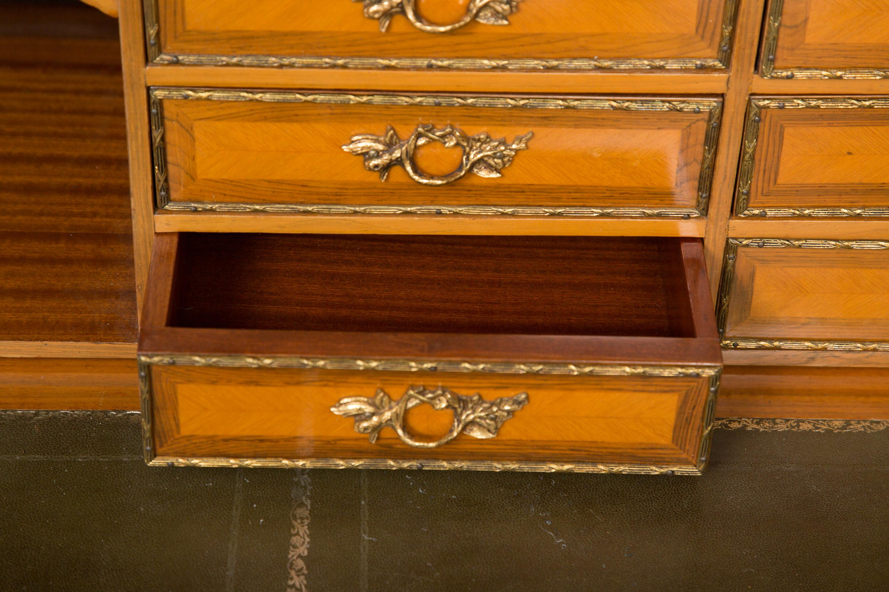 Forged Louis XV Style Marquetry Kingwood Cylinder Desk