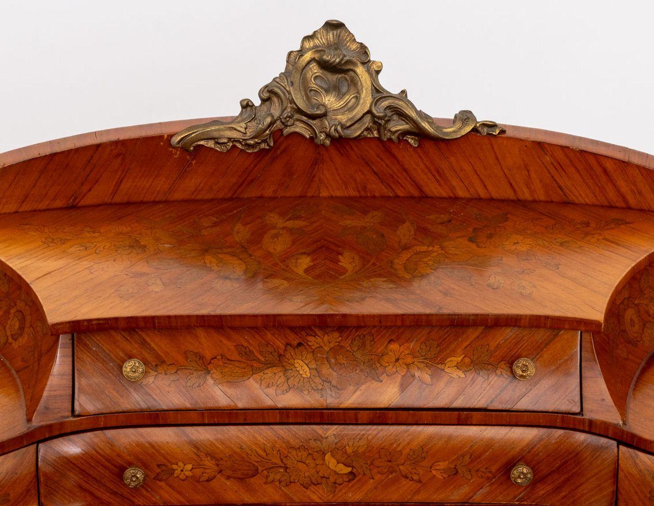 Escritorio de madera de rey con marquetería estilo Luis XV siglo XX en venta