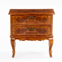 Louis XV Style Marquetry Mahogany Two Drawer Chest
