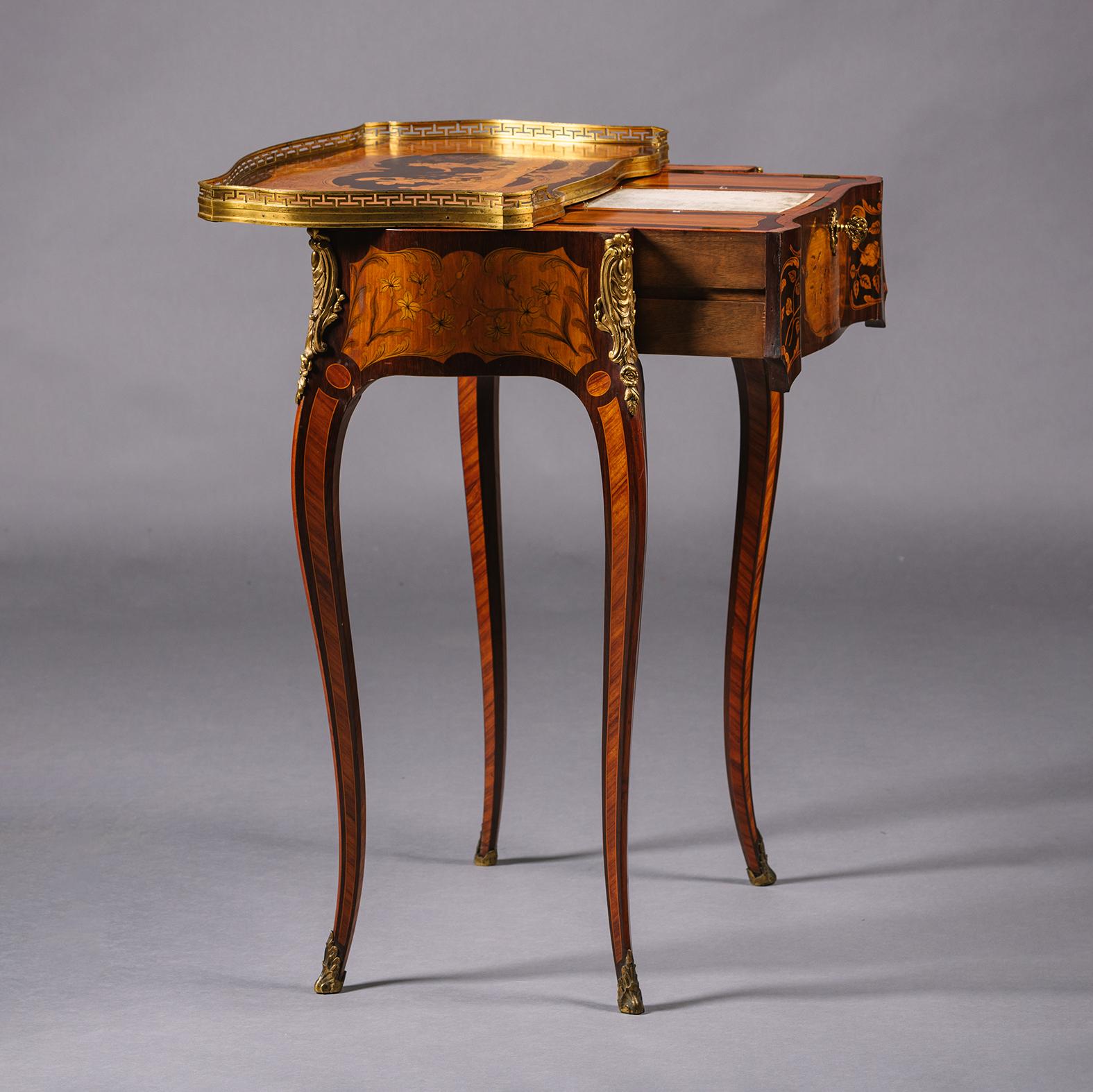 Marqueterie Table d'appoint de style Louis XV, par Beurdeley en vente