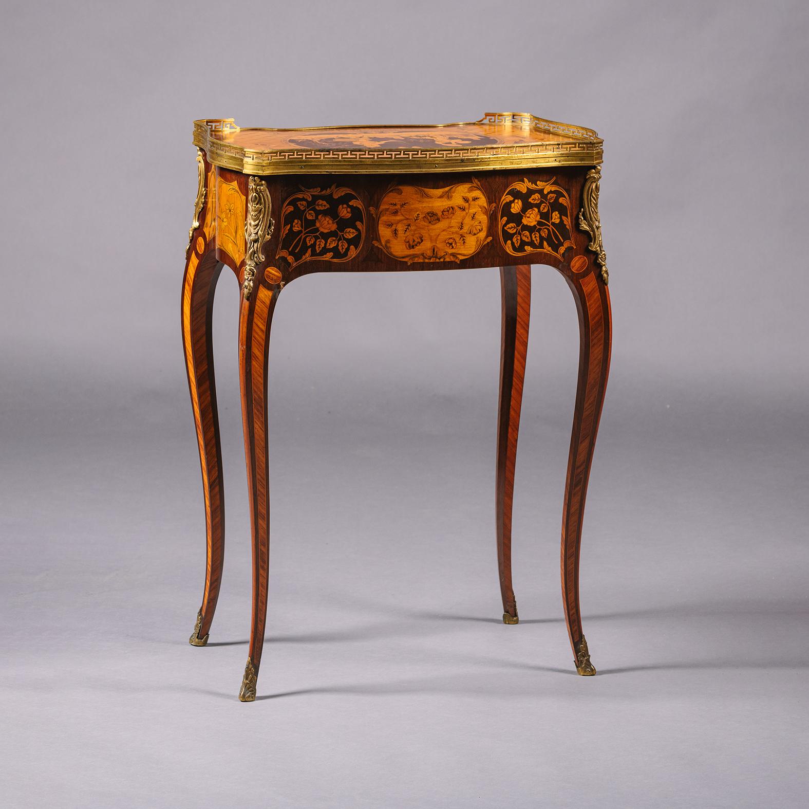 19th Century Louis XV Style Marquetry Occasional Table, By Beurdeley For Sale