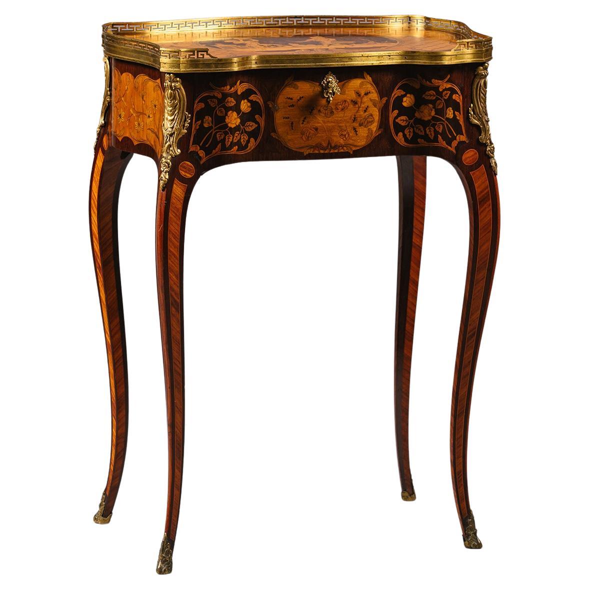 Louis XV Style Marquetry Occasional Table, By Beurdeley For Sale