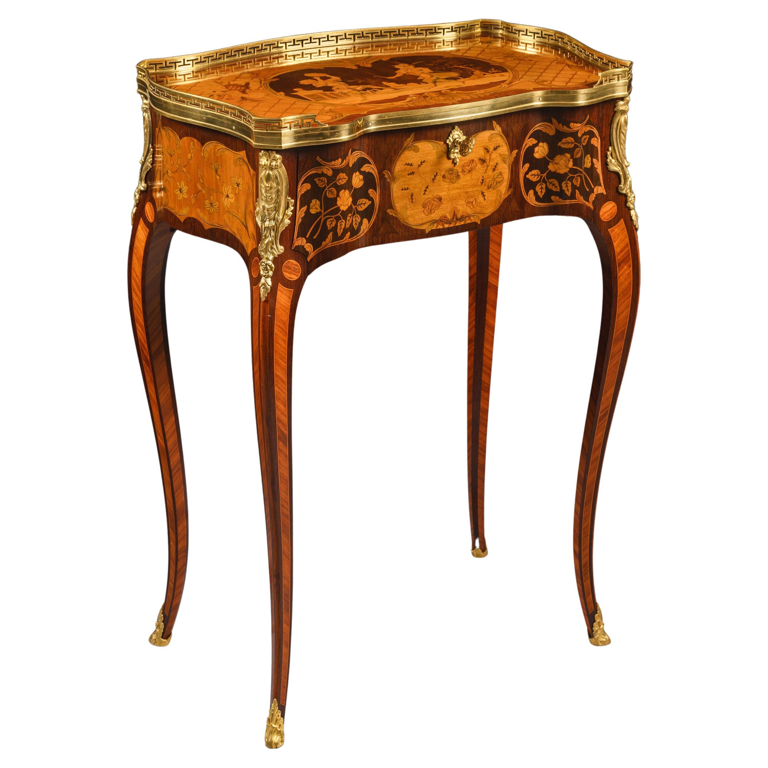 Louis XV Style Marquetry Occasional Table, By Beurdeley, Paris, Circa 1885