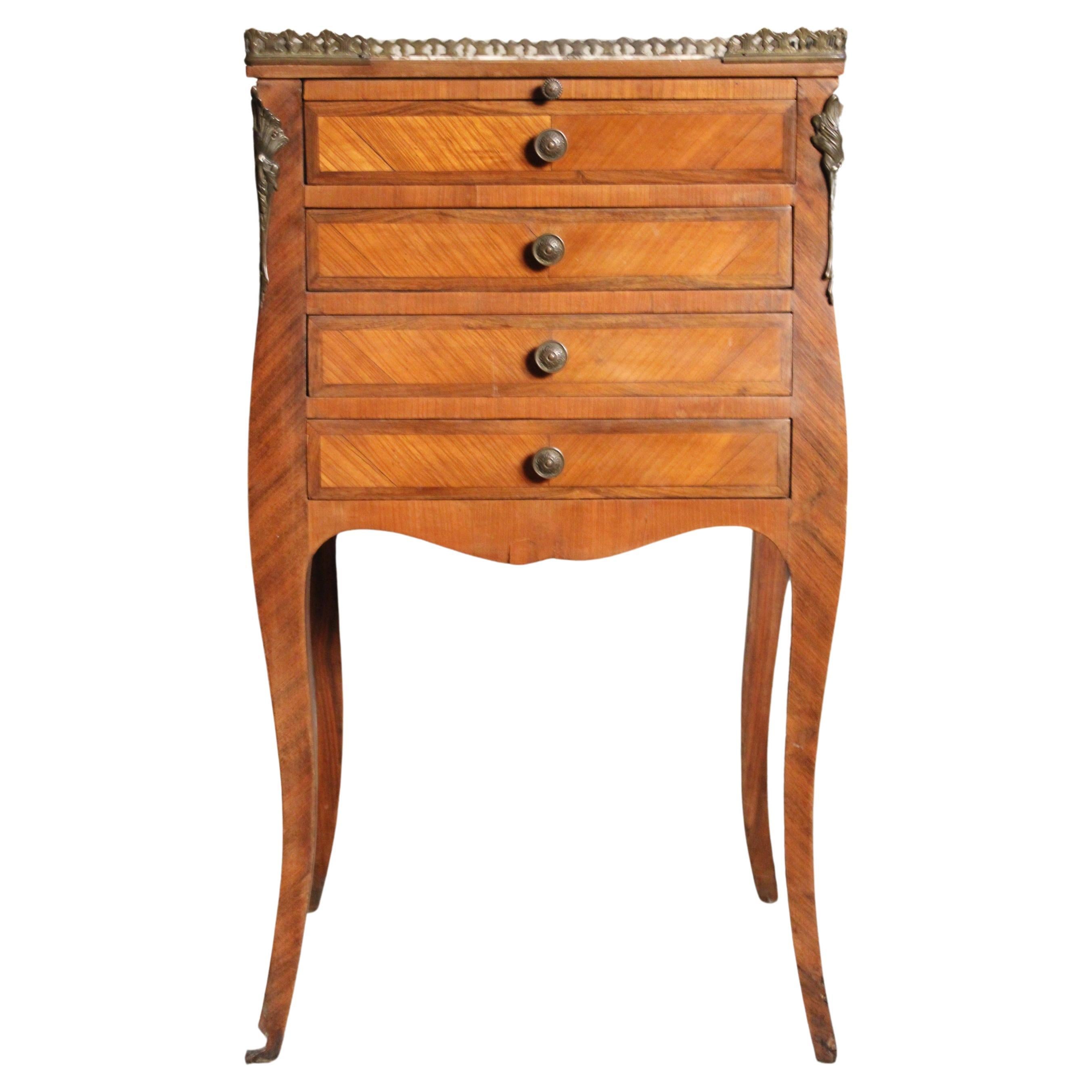 Louis XV Style Marquetry Side Commode, 19th Century French Commode