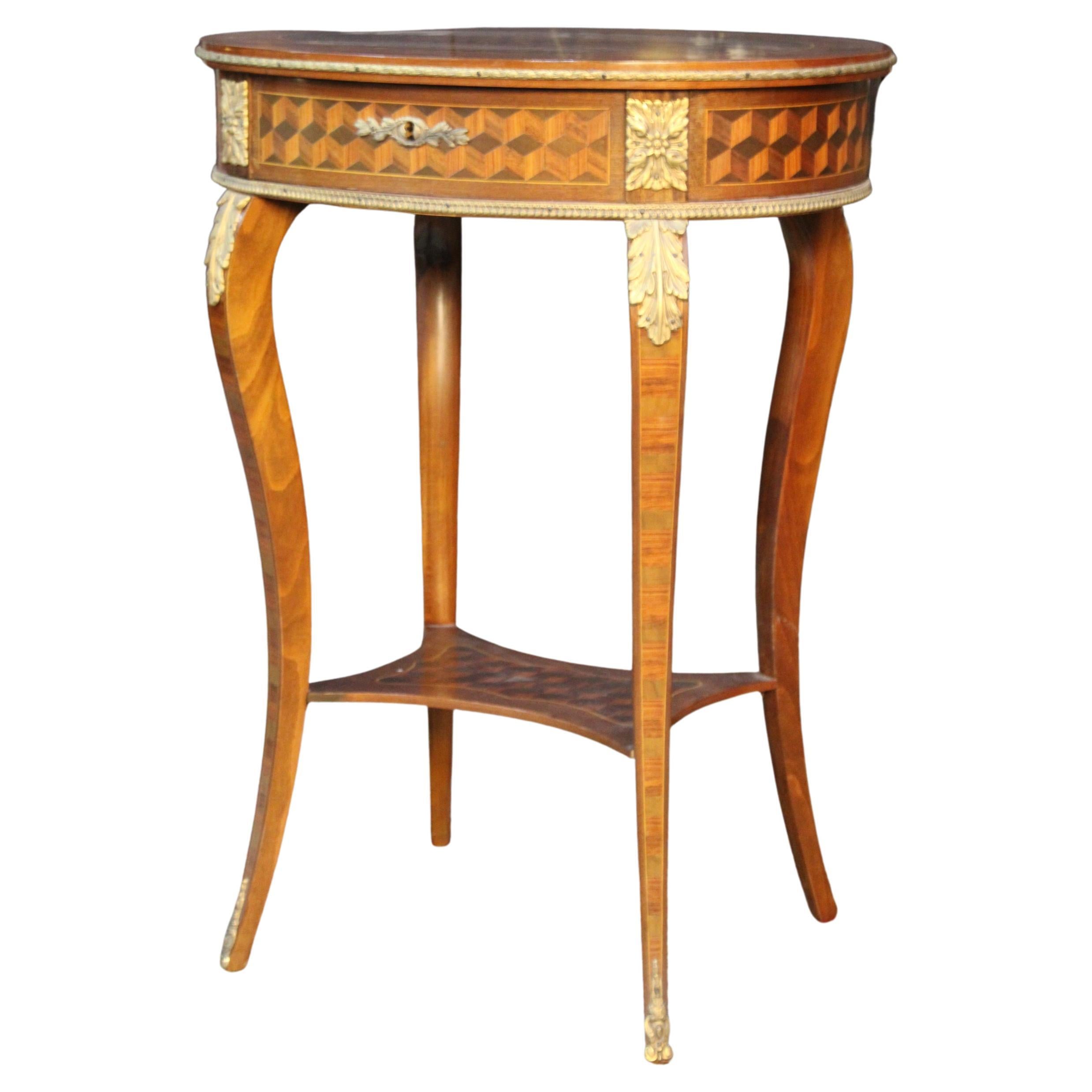 Louis XV Style Marquetry Side Table 