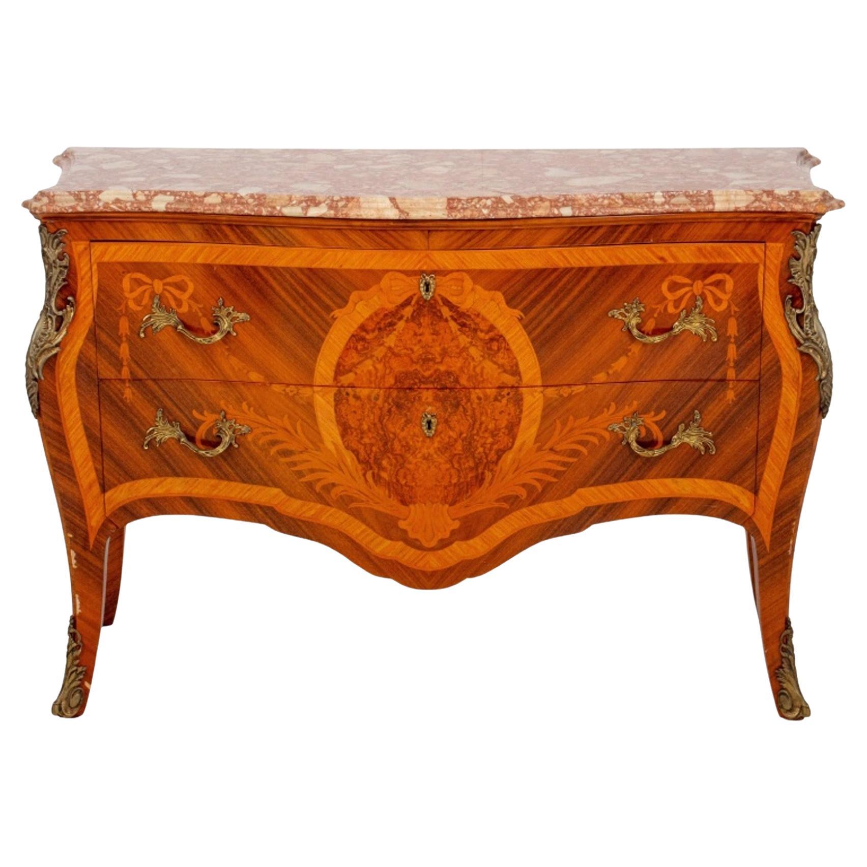 Louis XV Style Marquetry Two Drawer Commode For Sale
