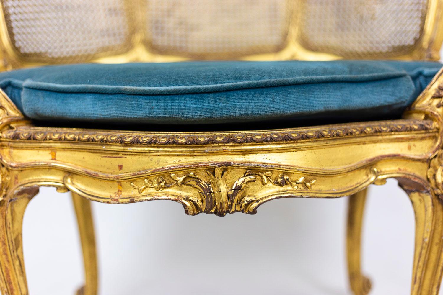 Louis XV Style Marquise Armchair in Giltwood, circa 1880 3