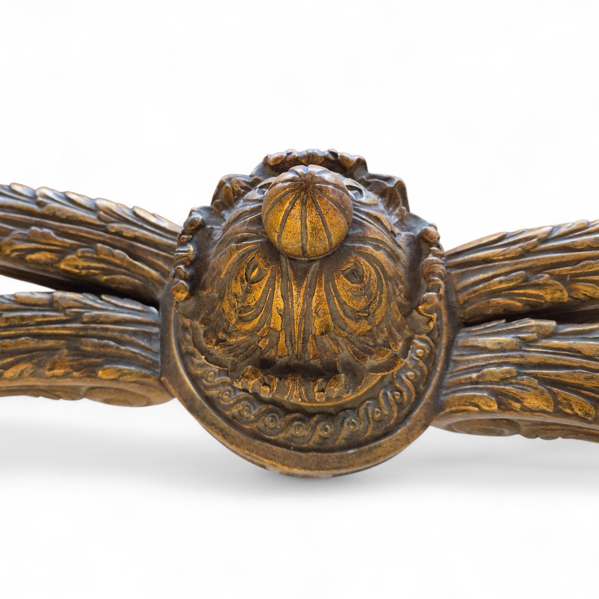 French Louis XV style middle table in gilded wood and marble - 19th century For Sale