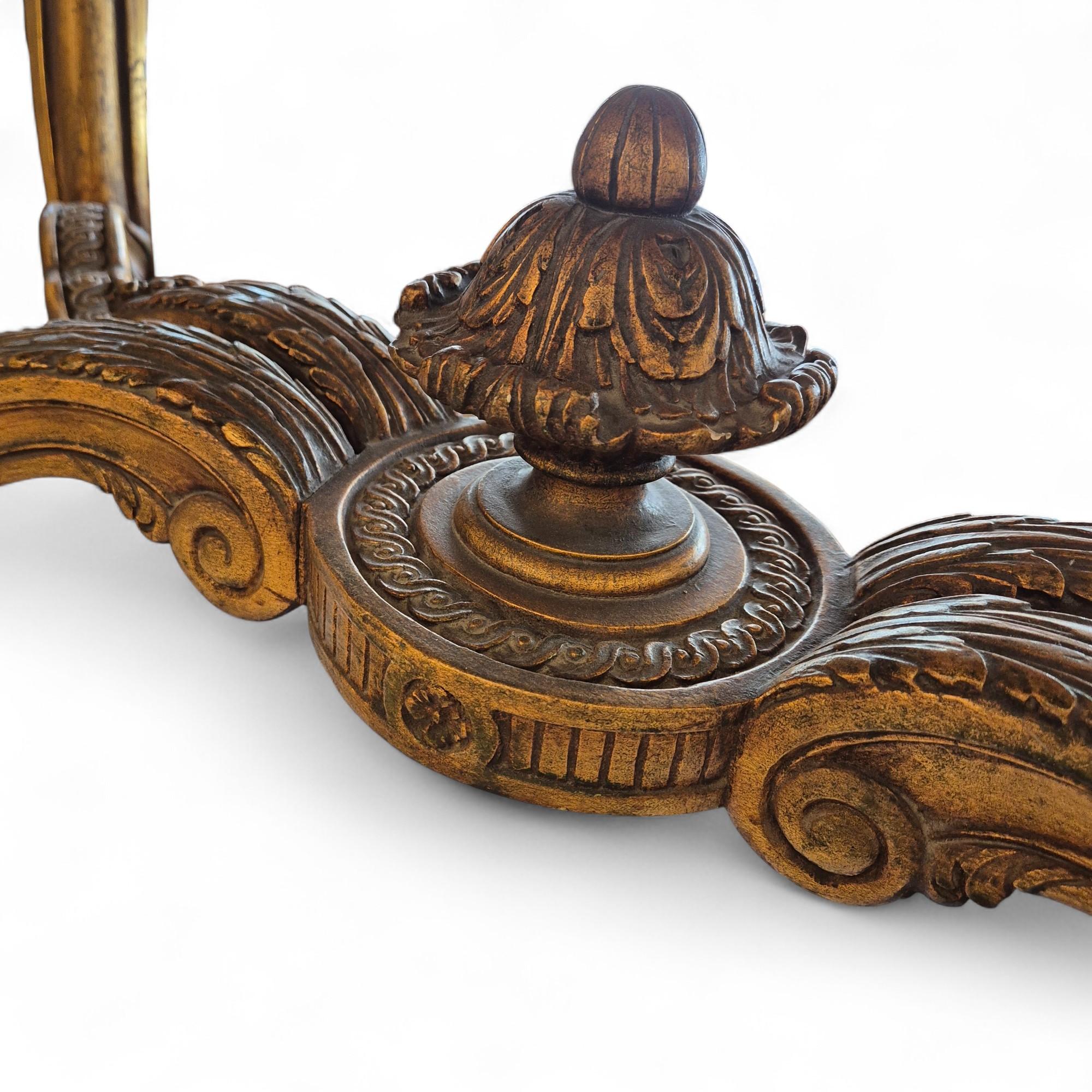 Carved Louis XV style middle table in gilded wood and marble - 19th century For Sale