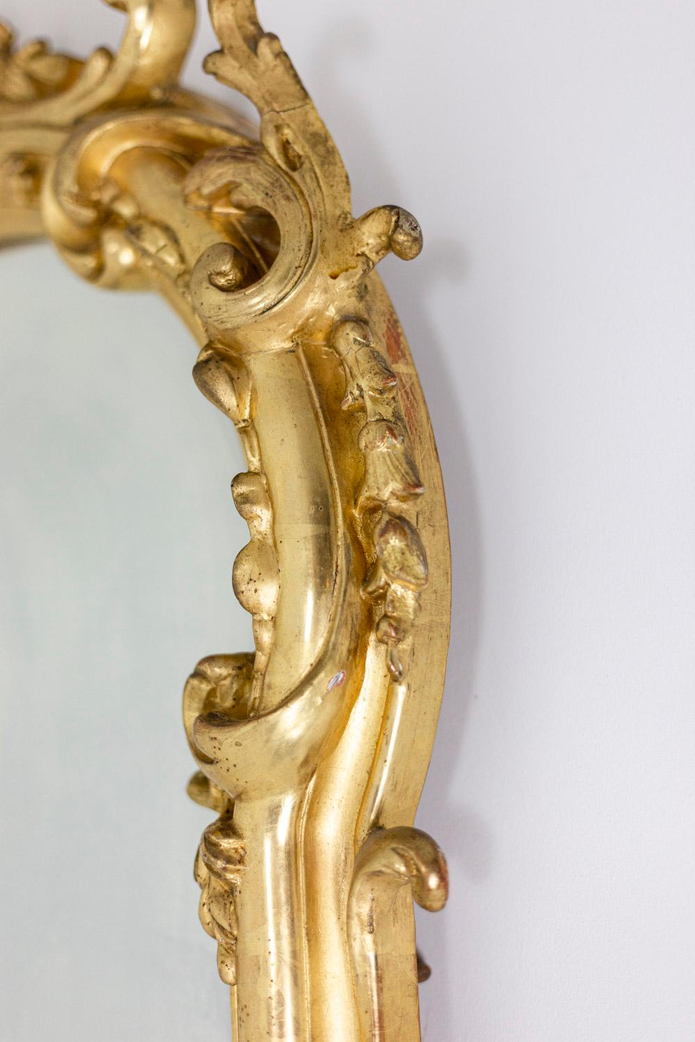 19th Century Louis XV Style Mirror in Giltwood and Bronze, Napoleon III Period