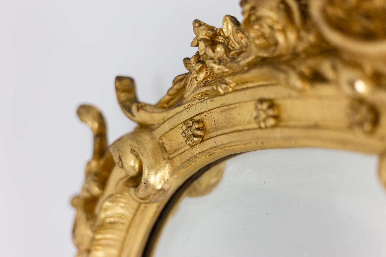 Louis XV Style Mirror in Giltwood and Bronze, Napoleon III Period 1