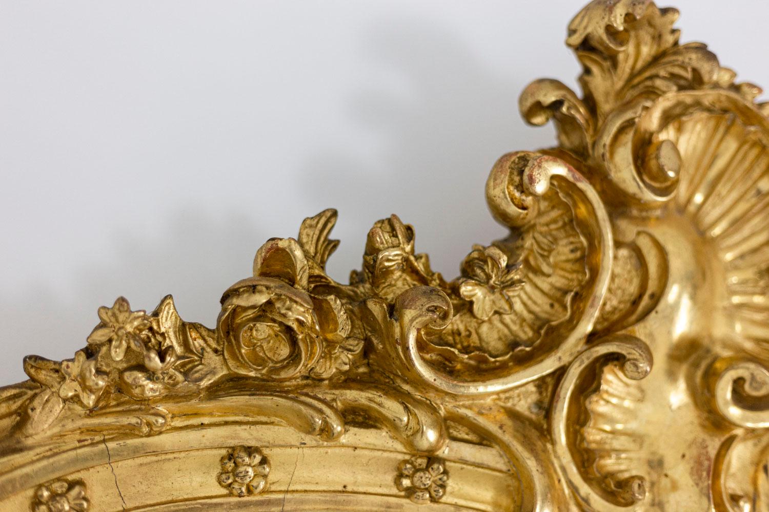 Louis XV Style Mirror in Giltwood and Bronze, Napoleon III Period 3
