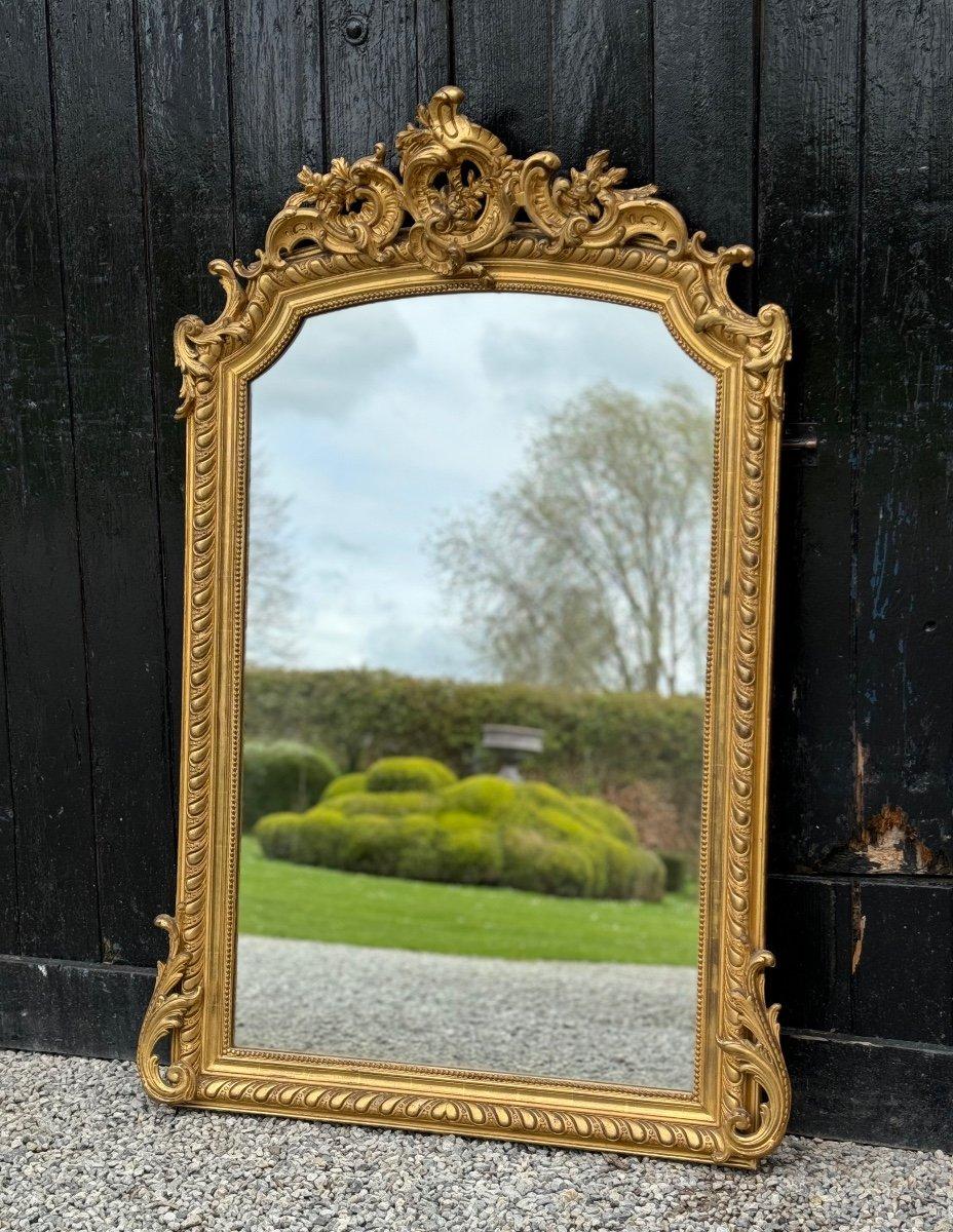 Louis XV Style Mirror In Golden Stuccoed Wood Circa 1880 For Sale 6