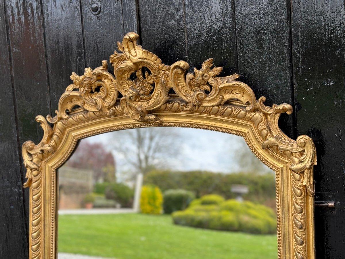 Louis XV Style Mirror In Golden Stuccoed Wood Circa 1880 For Sale 1