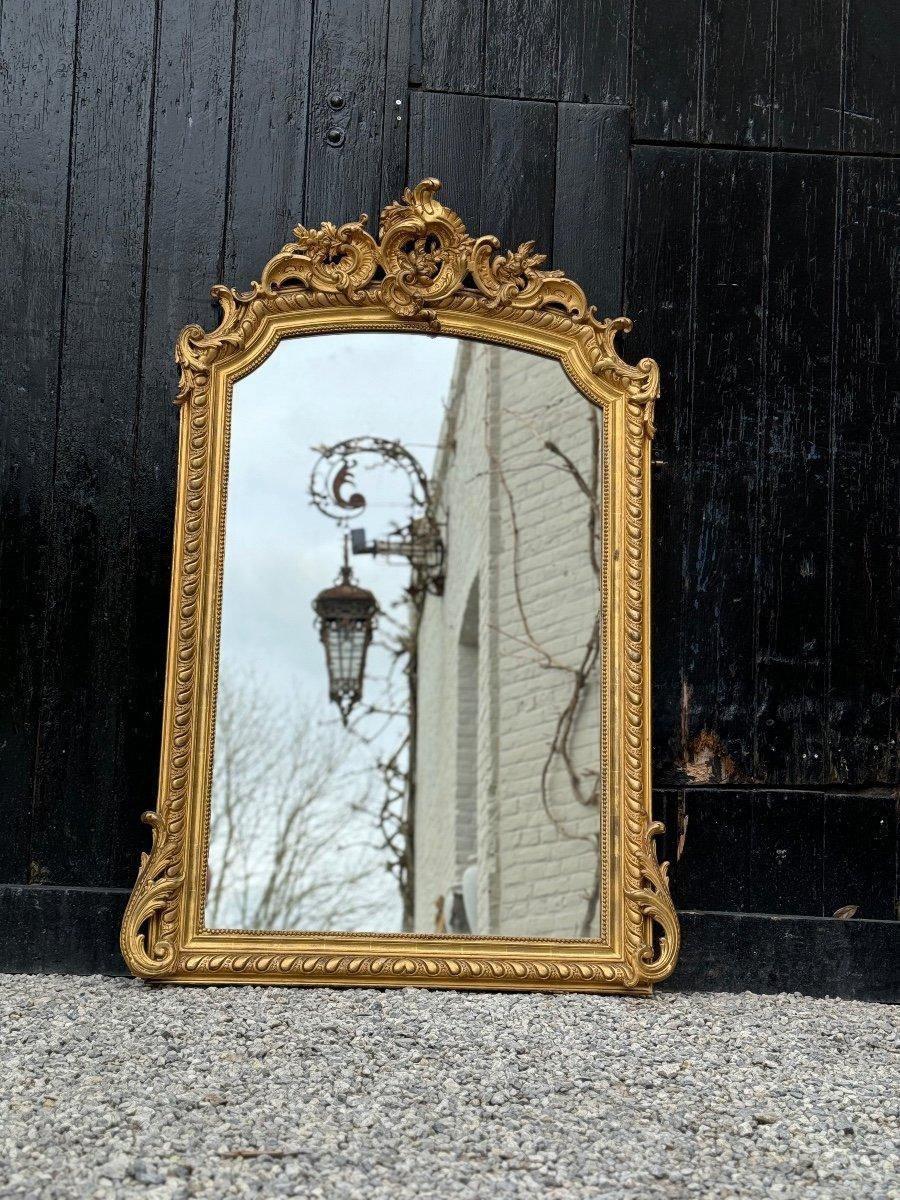 Louis XV Style Mirror In Golden Stuccoed Wood Circa 1880 For Sale 2