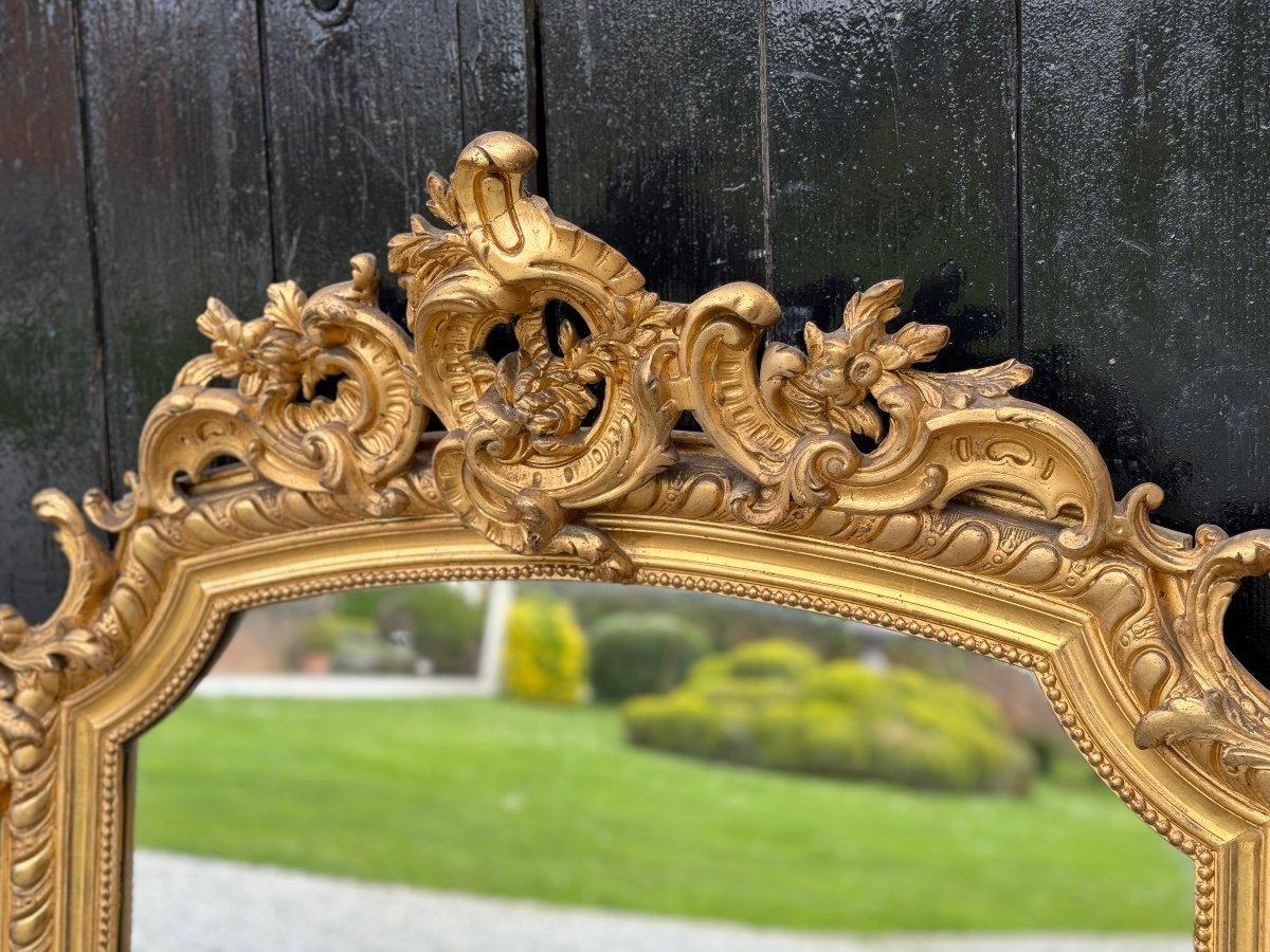 Louis XV Style Mirror In Golden Stuccoed Wood Circa 1880 For Sale 3