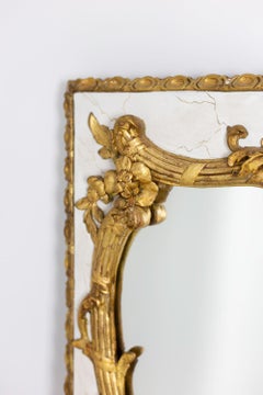 Louis XV Style Mirror in Lacquered Wood and Gilt Stucco, circa 1880