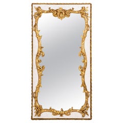 Louis XV Style Mirror in Lacquered Wood and Gilt Stucco, circa 1880