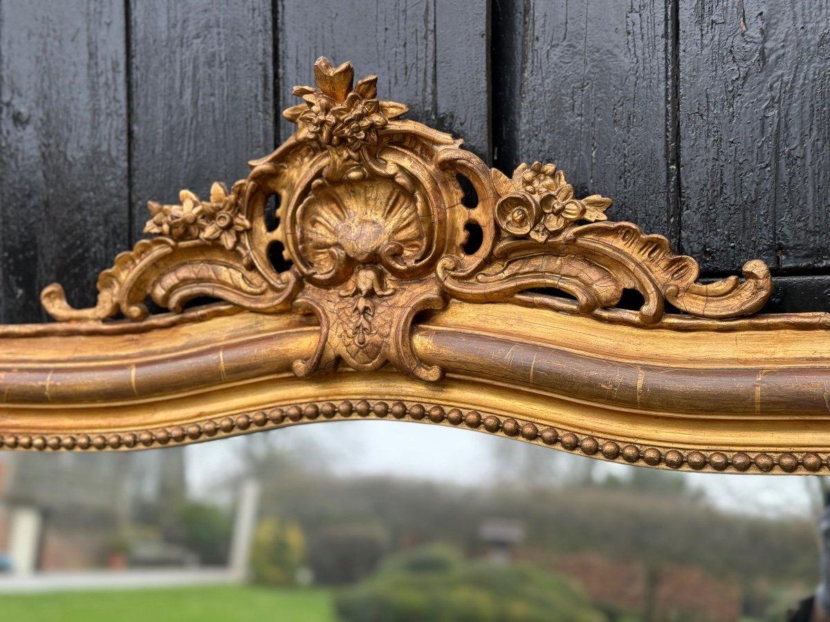 19th Century Louis XV Style Mirror In Stuccoed And Gilded Wood, Circa 1880 For Sale