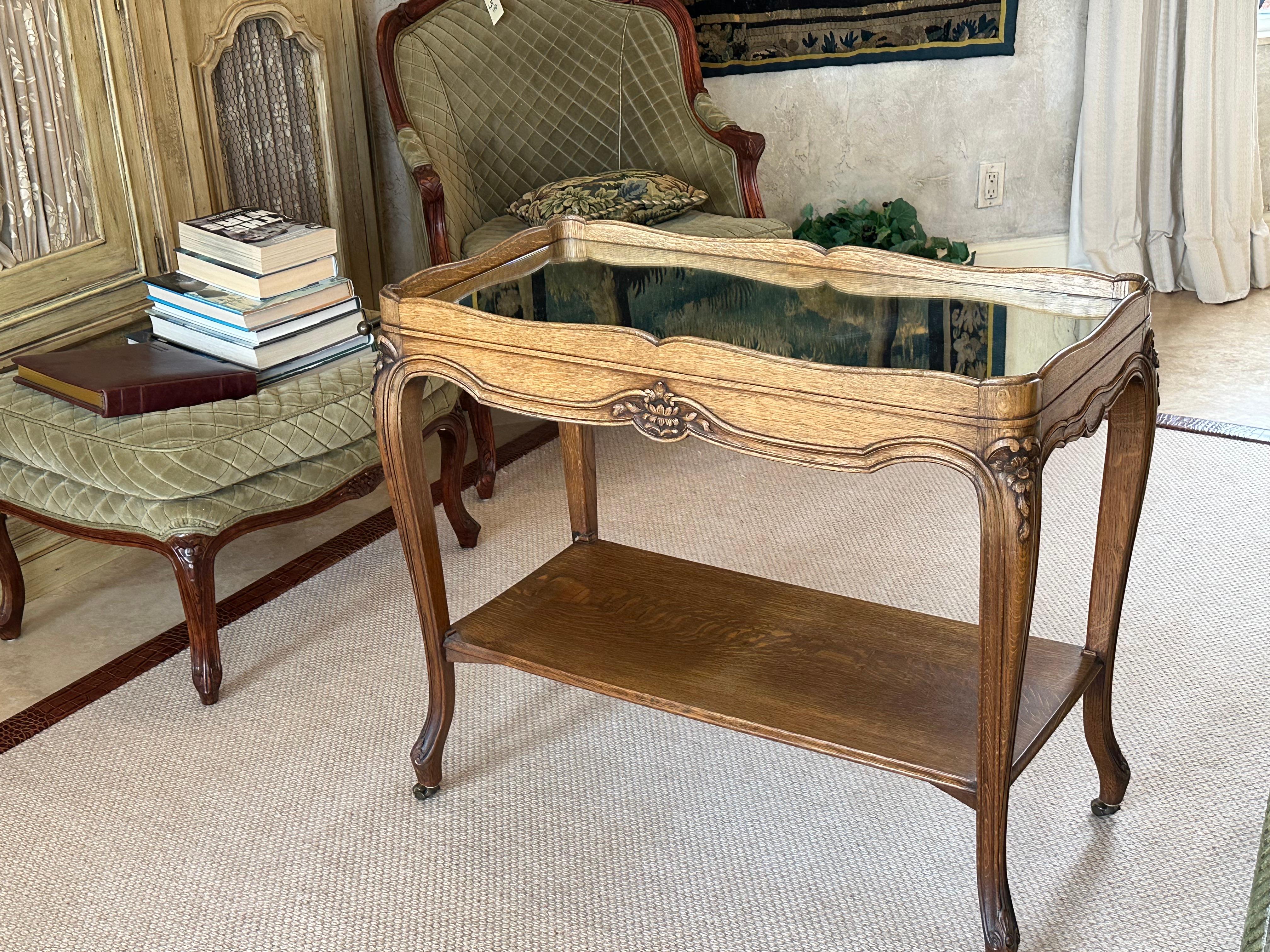 Louis XV Style Mirror-Inset Wood Serving Table  For Sale 1