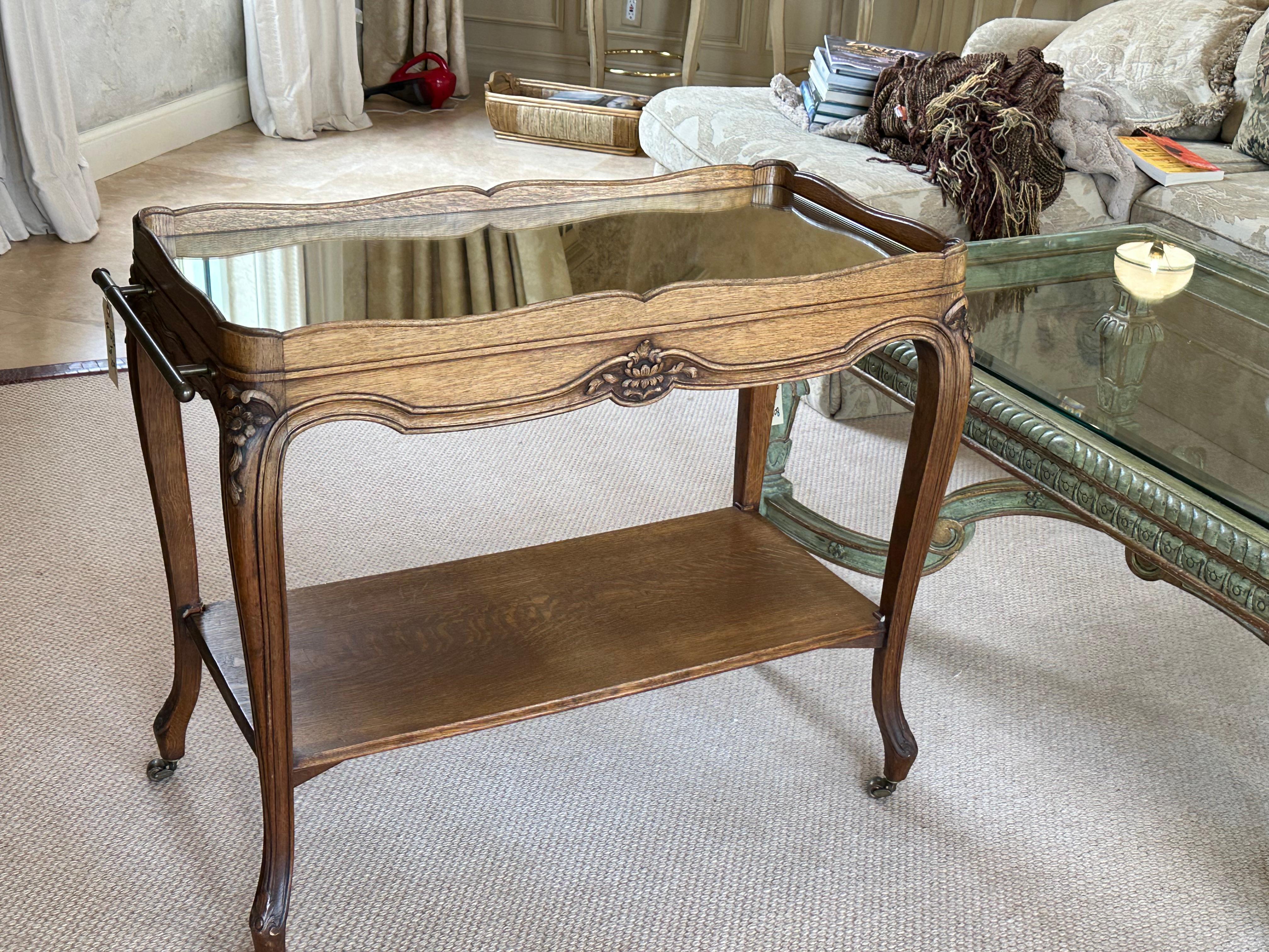Louis XV Style Mirror-Inset Wood Serving Table  For Sale 2