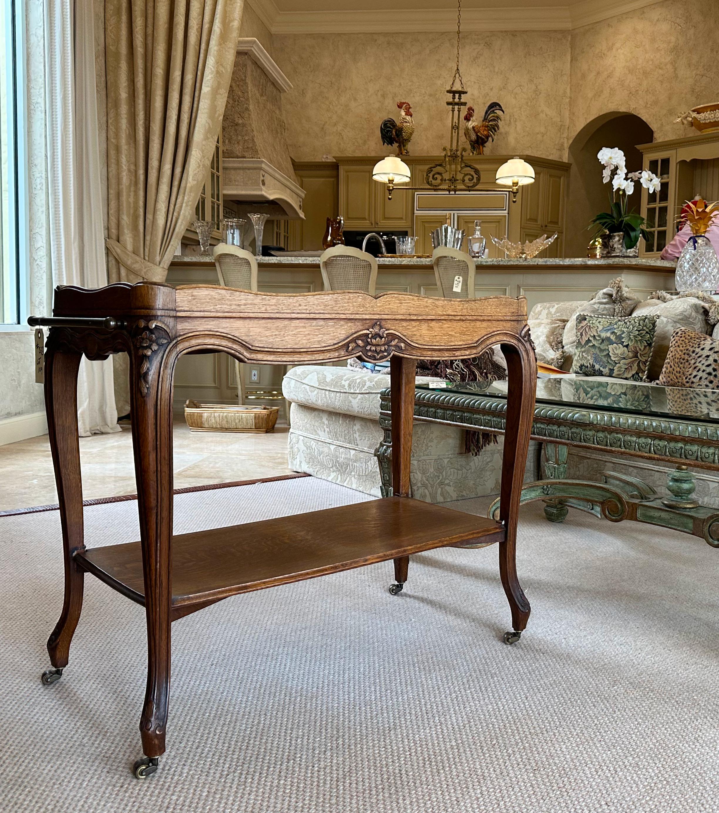 Louis XV Style Mirror-Inset Wood Serving Table  For Sale 5