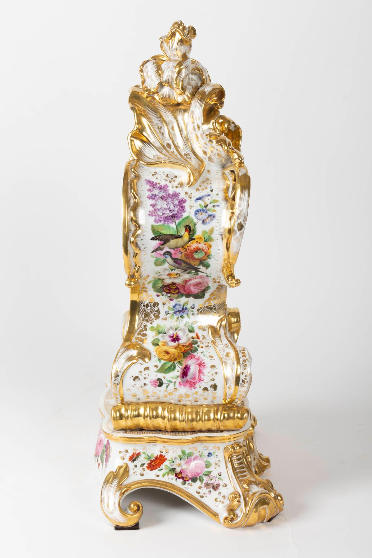 Late 19th Century Louis XV Style Napoleon III Clock by Jacob Petit in Porcelain of Paris