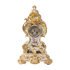 Louis XV Style Napoleon III Clock by Jacob Petit in Porcelain of Paris