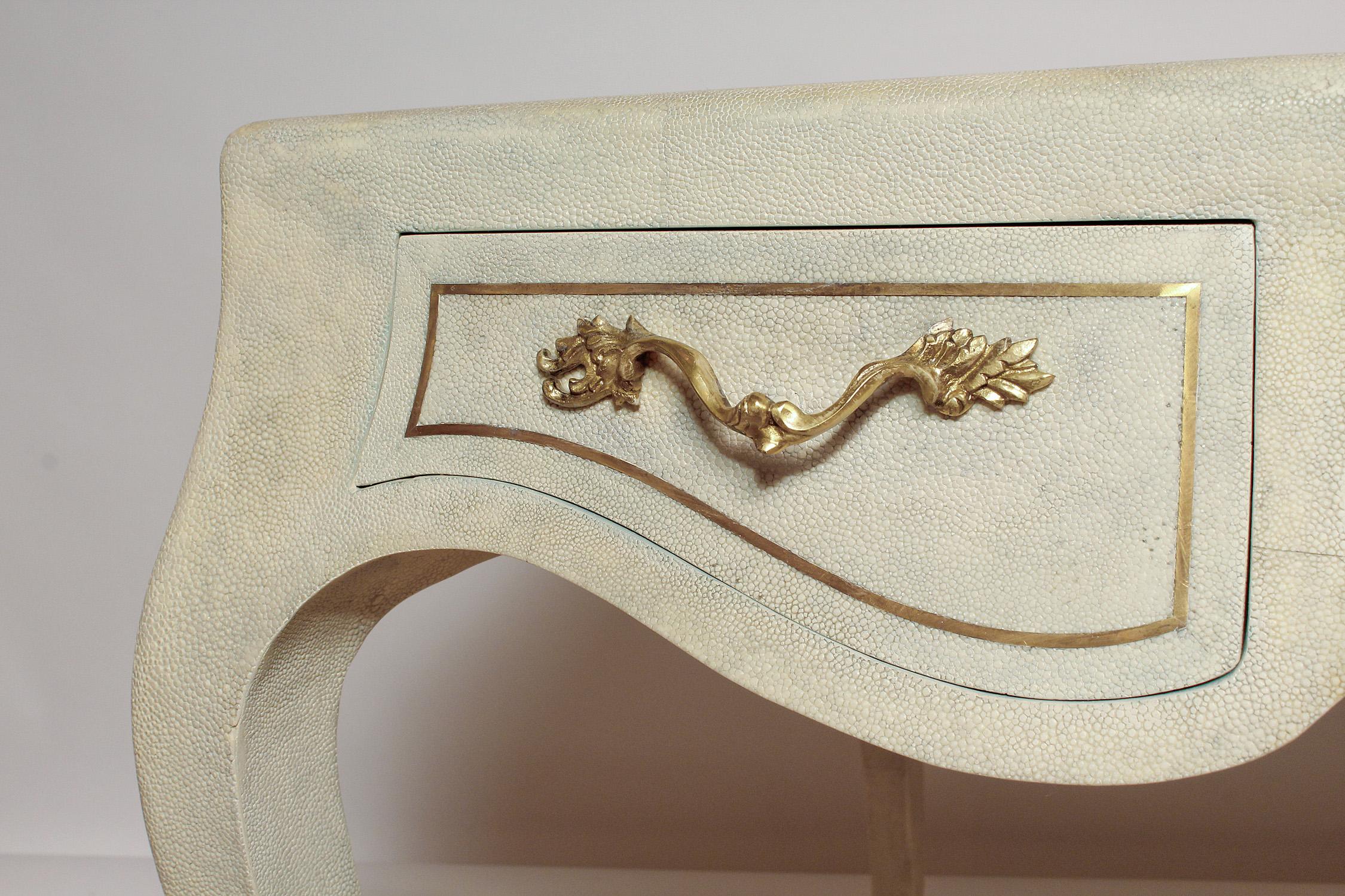 Philippine Louis XV Style Natural Stingray Shagreen Desk by Maitland Smith 