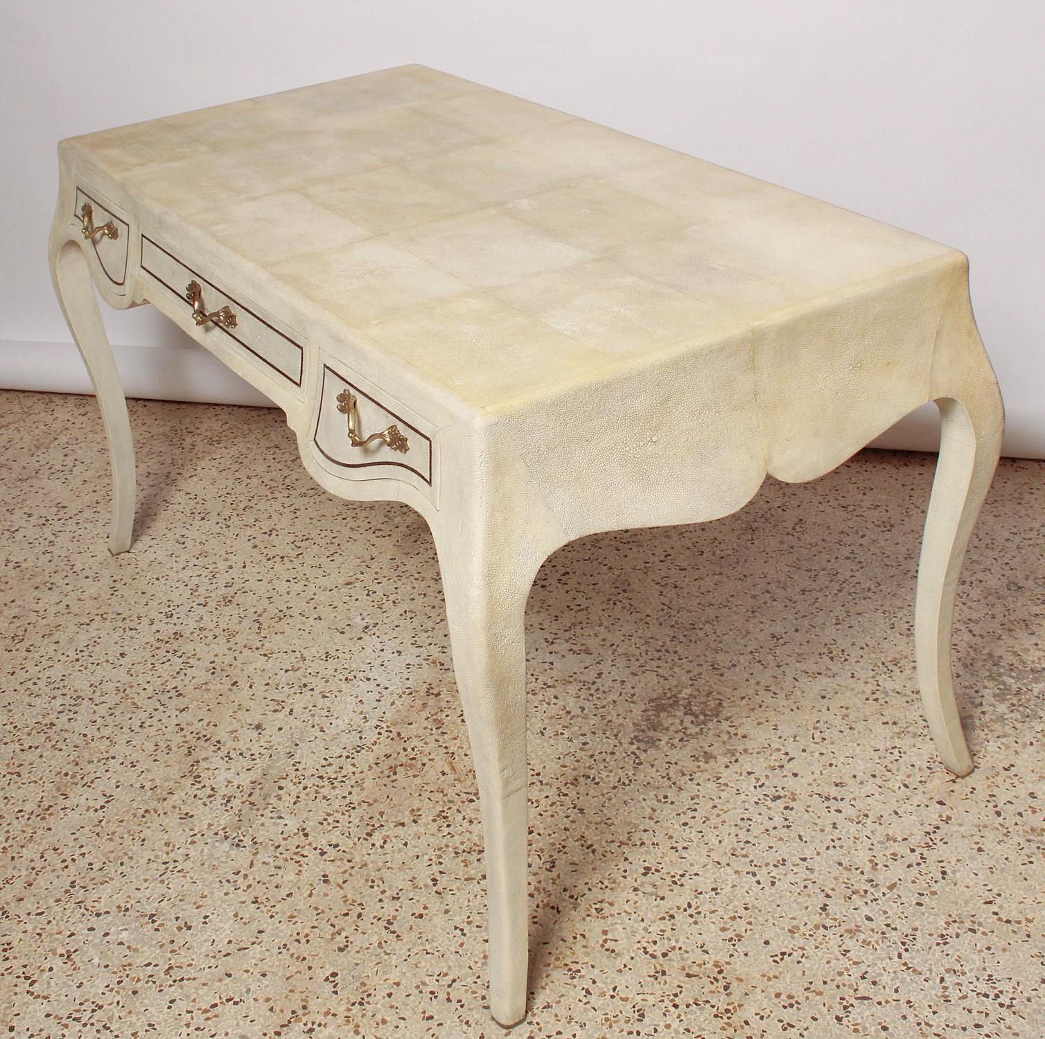 Louis XV Style Natural Stingray Shagreen Desk by Maitland Smith  2