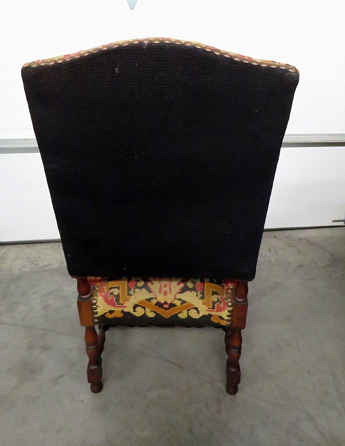 Carved Walnut French Louis XV Style Needlepoint Armchair 1