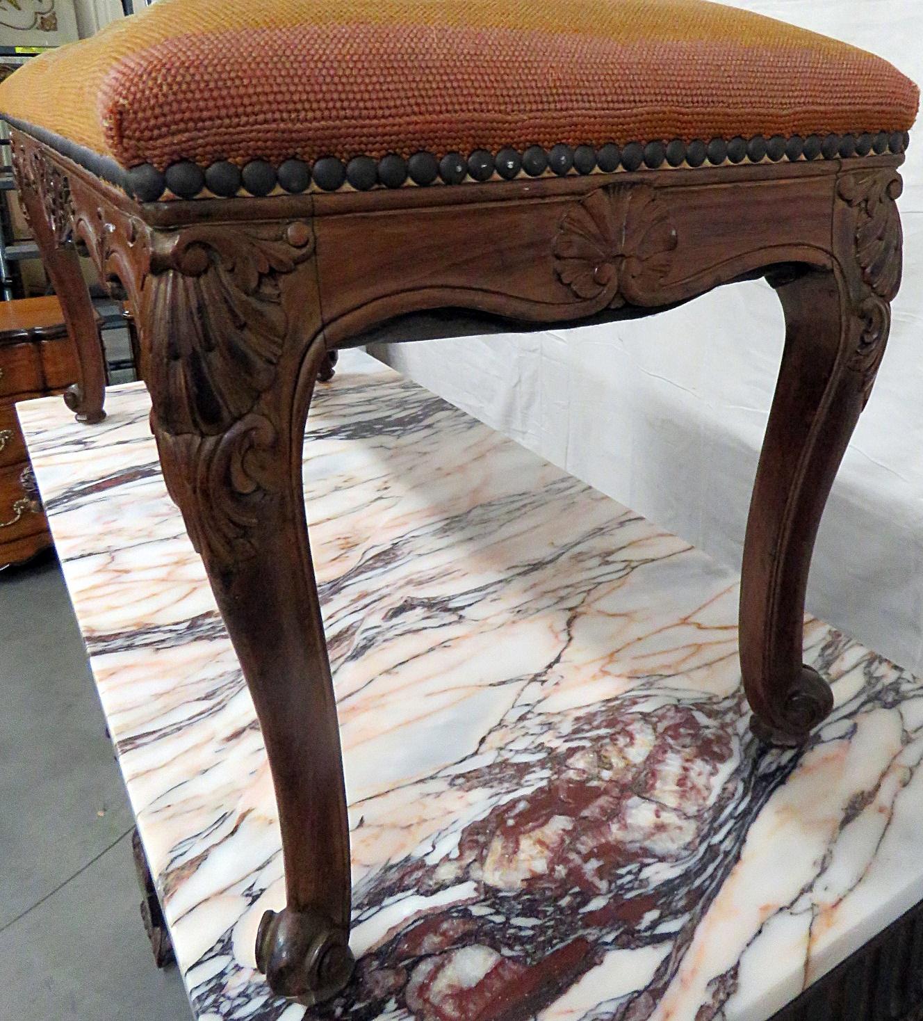 American Louis XV Style Needlepoint Bench
