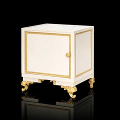 Louis XV Style Nightstand – Off-White Lacquer Bronze, 20th Century
