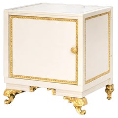 Louis XV Style Nightstand – Off-White Lacquer Bronze, 20th Century