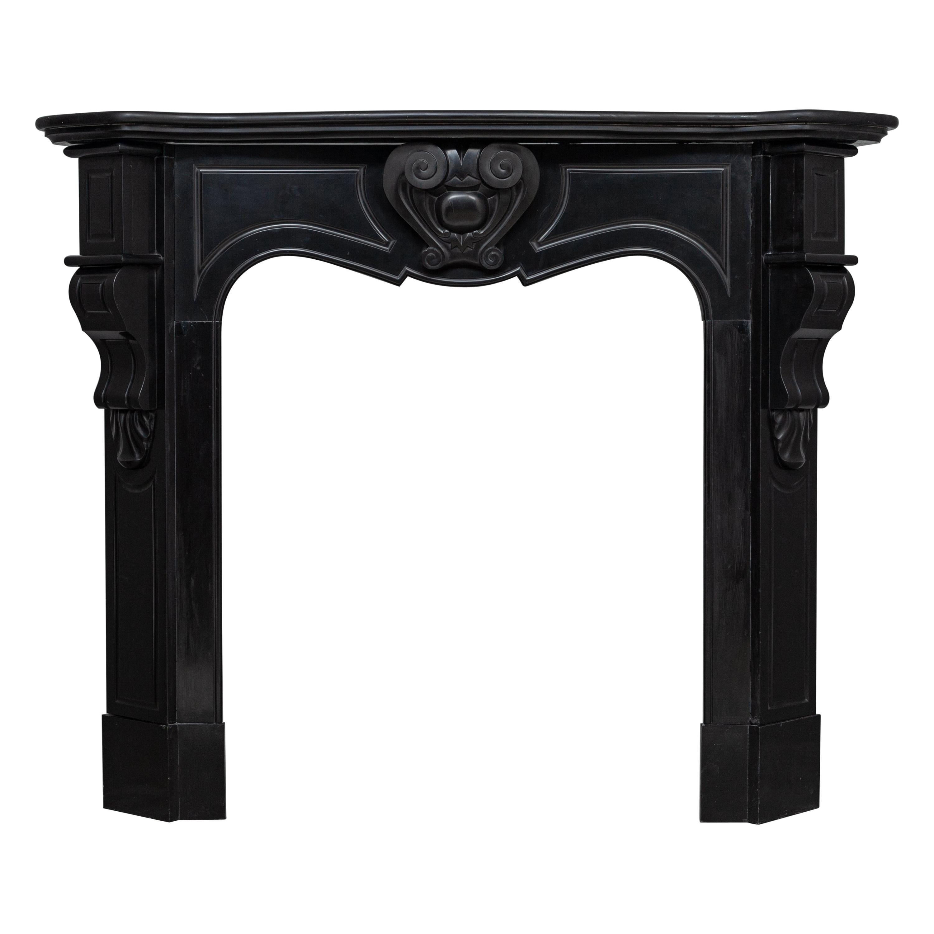 Louis XV Style Noir De Mazy Marble Antique Fireplace For Sale