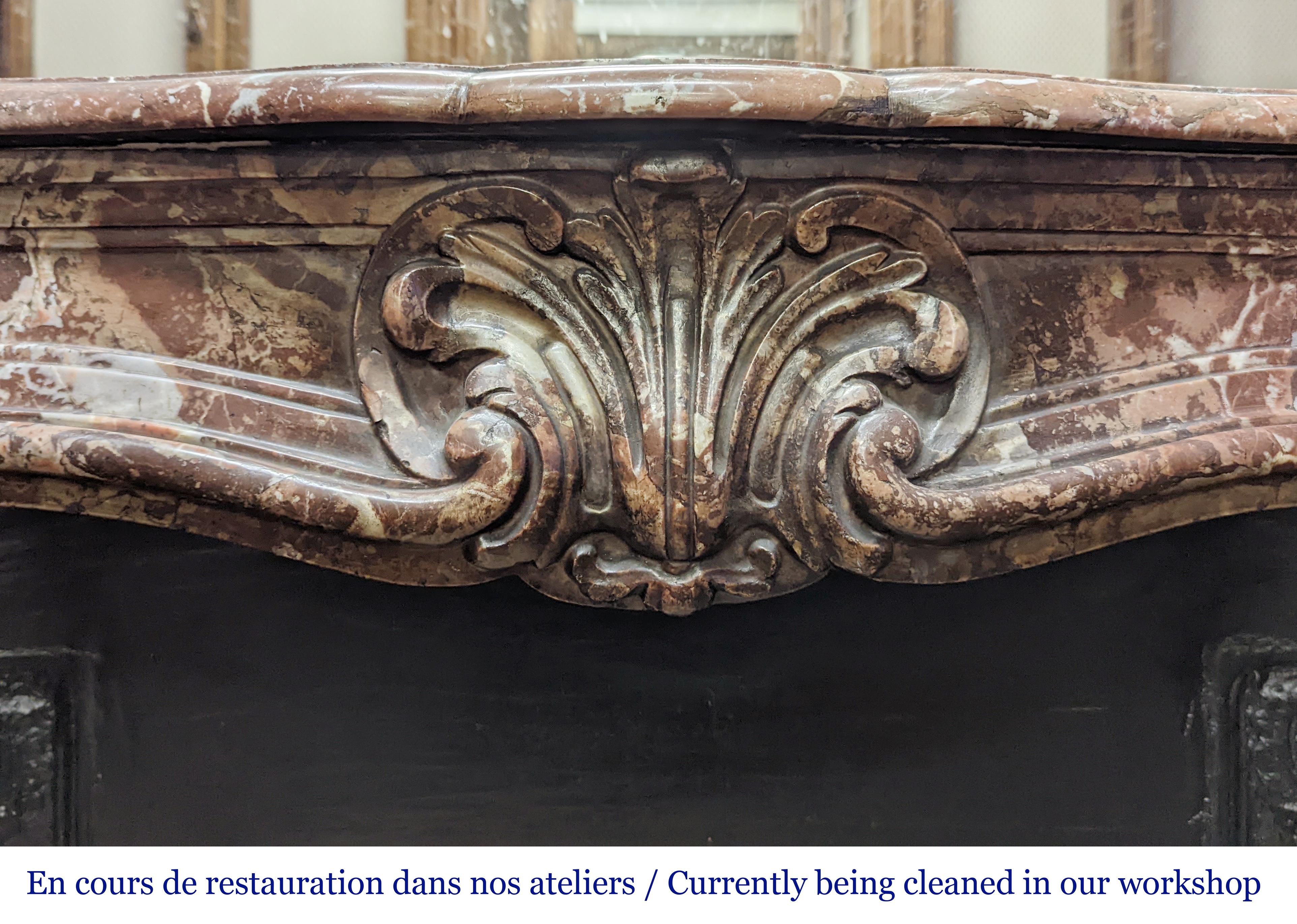 Louis XV style oak paneling and bookcase including a fireplace mantel. For Sale 3