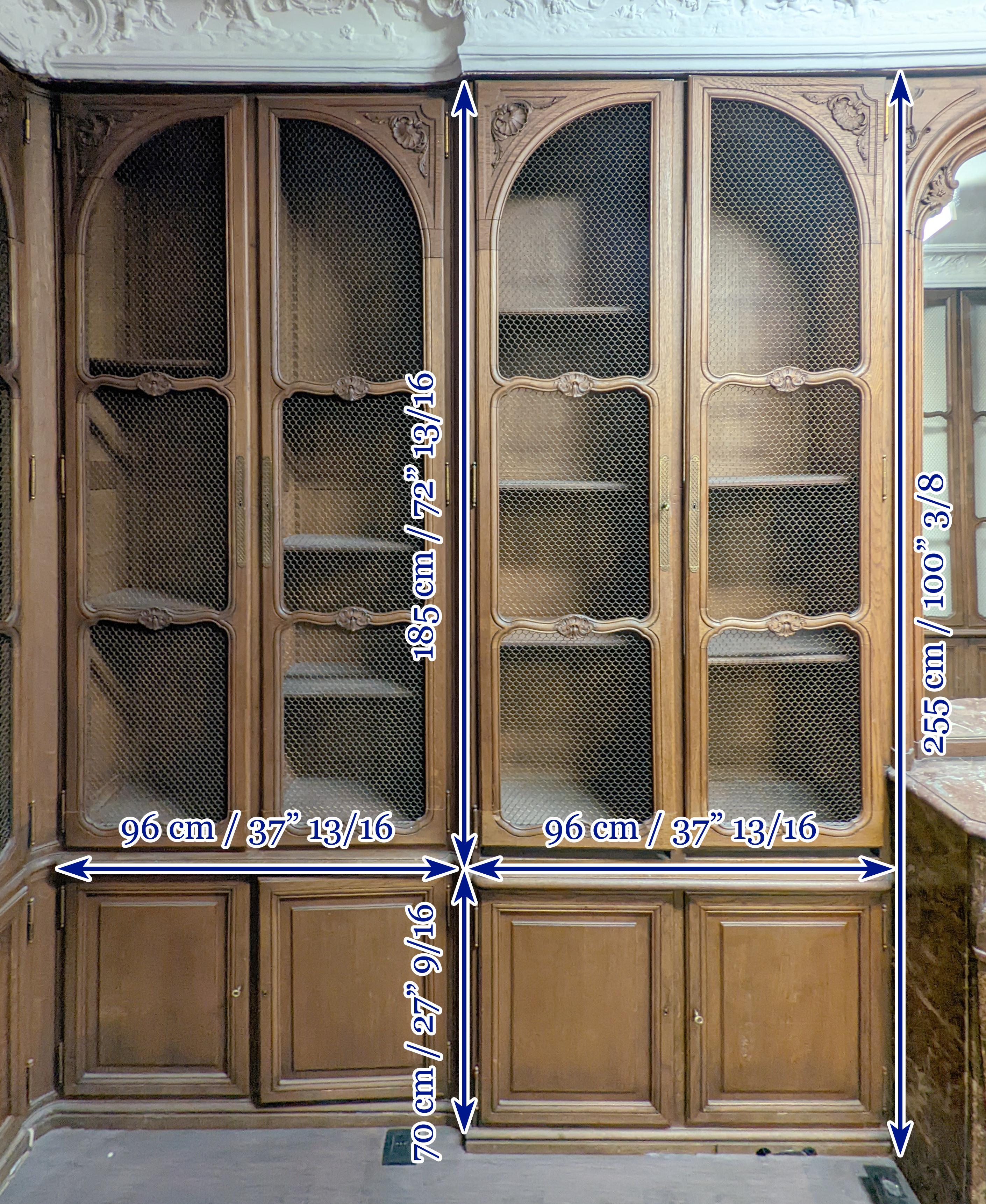 Louis XV style oak paneling and bookcase including a fireplace mantel. For Sale 8