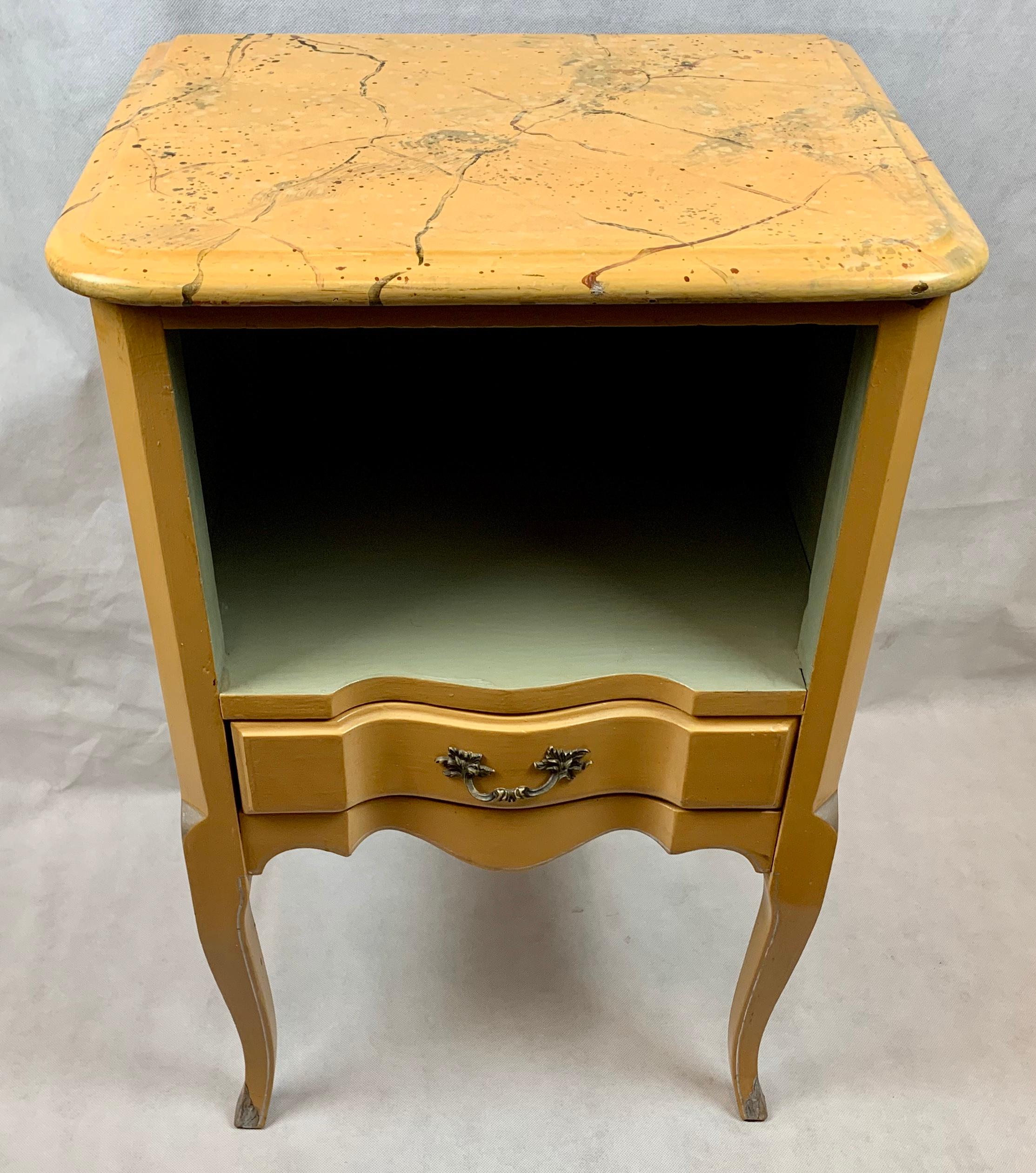  Louis XV Style Yellow Occasional Table with a Faux Marble Top 6