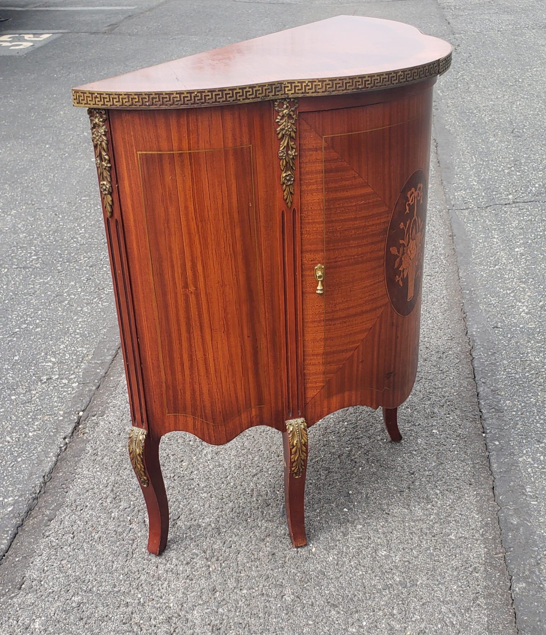 Louis XV Style Ormolu And Marquetry Kingwood and Satinwood Side Cabinet For Sale 1
