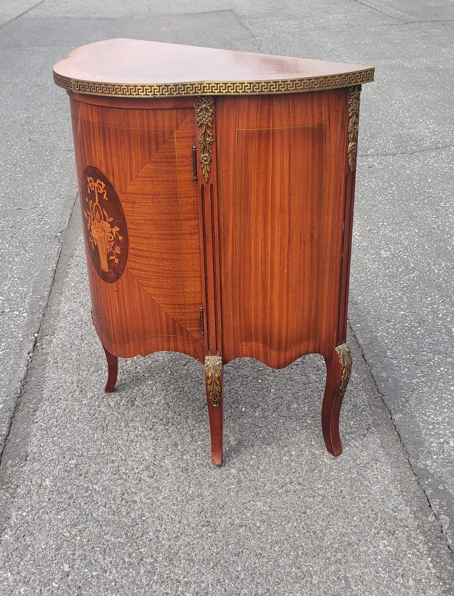Louis XV Style Ormolu And Marquetry Kingwood and Satinwood Side Cabinet For Sale 2