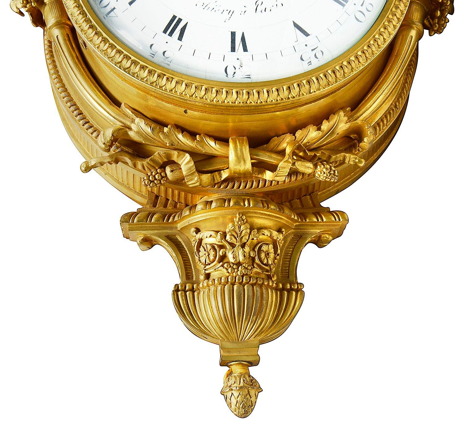 19th Century Louis XV style Ormolu Cartel wall clock. For Sale