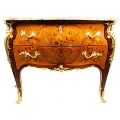 Fine French Louis XV Style Ormolu-Mounted Bombe Commode Manner of François Linke