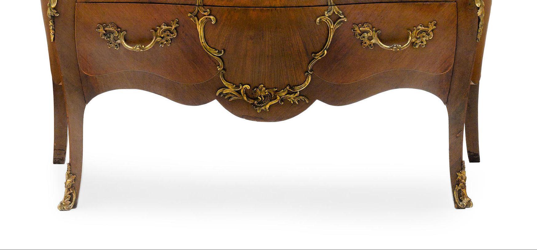 Louis XV Style Ormolu Mounted Commode with Marble Top In Good Condition For Sale In Cypress, CA