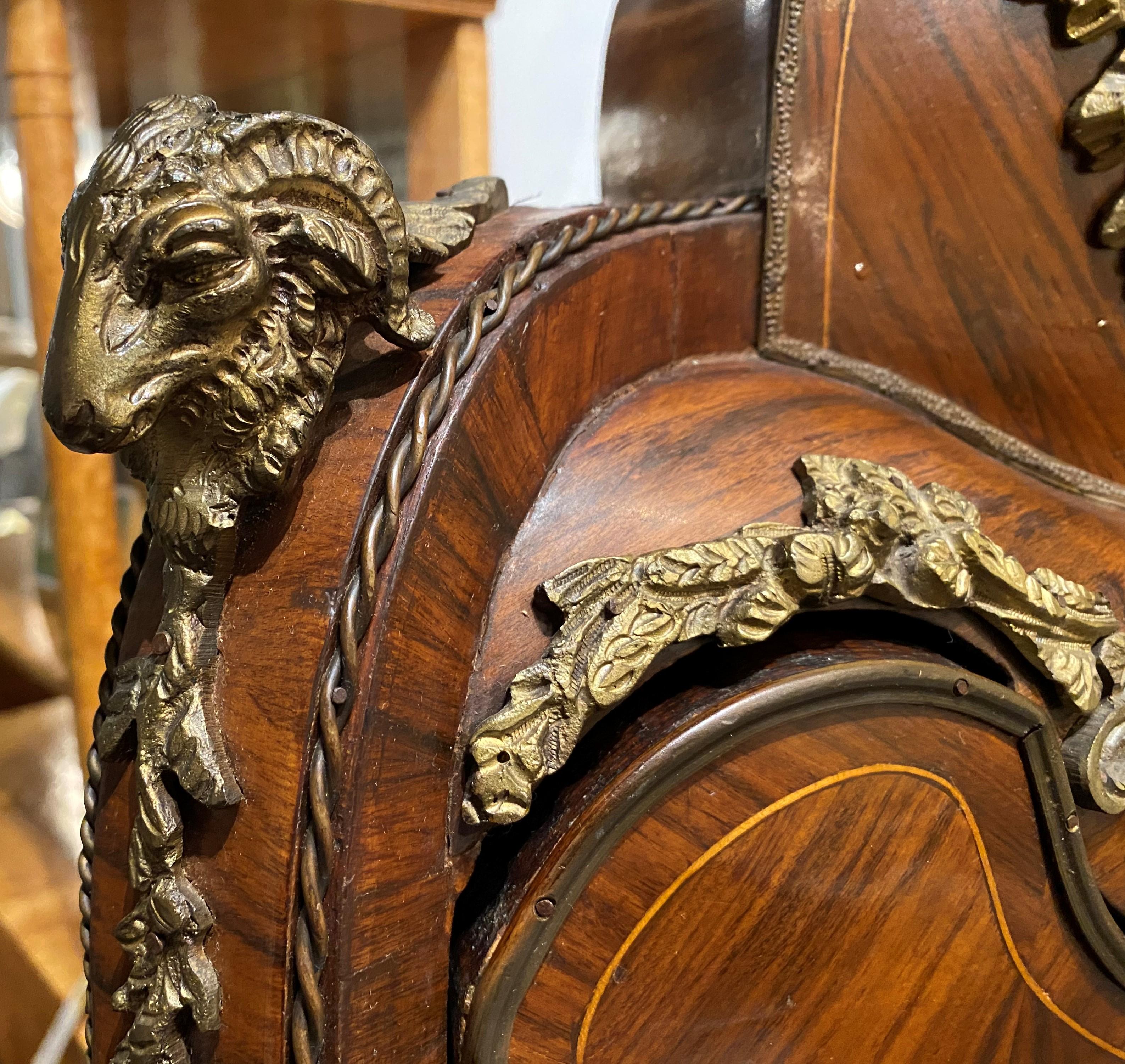 Louis XV Style Ormolu Mounted Kingwood Desk with Bombe Cabinet 8