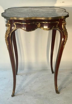 Louis XV-Style Ormolu-Mounted Mahogany and Marble-Top Side Table