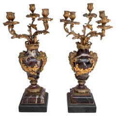 Louis XV Style Ormolu Mounted Marble Candelabra, 2