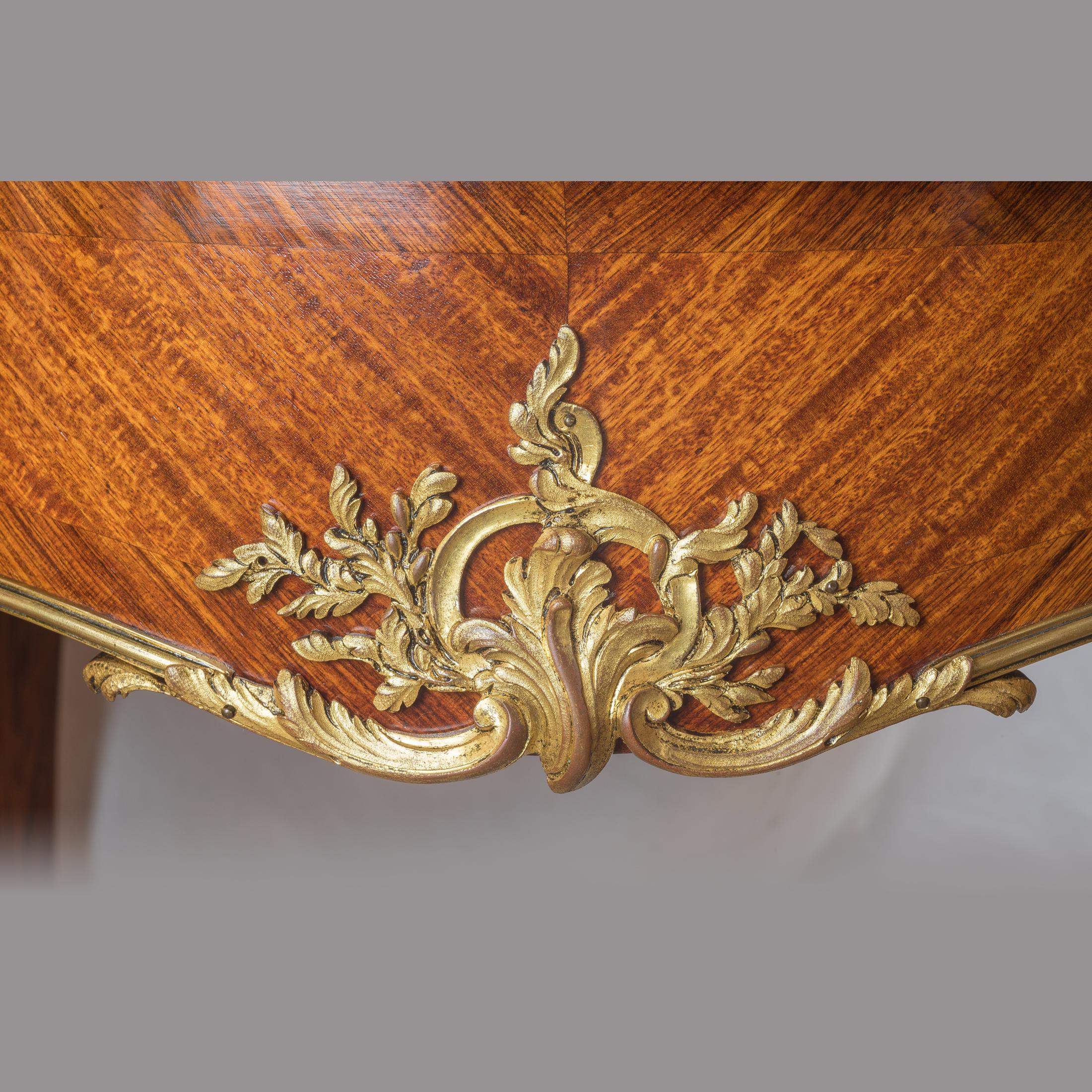 Gilt Louis XV-Style Ormolu-Mounted Marble-Top Center Table by Zwiener For Sale